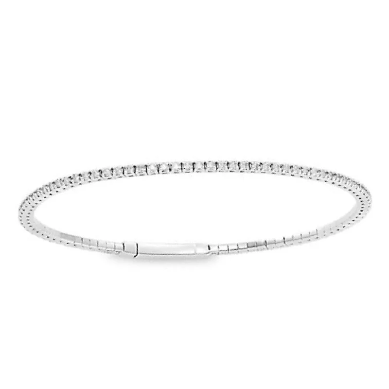 Elegant gold bangles with diamond accents-LADIES FULL FLEXIBLE BANGLE SEMI MOUNT 2.00CT ROUND DIAMOND 14K WHITE GOLD