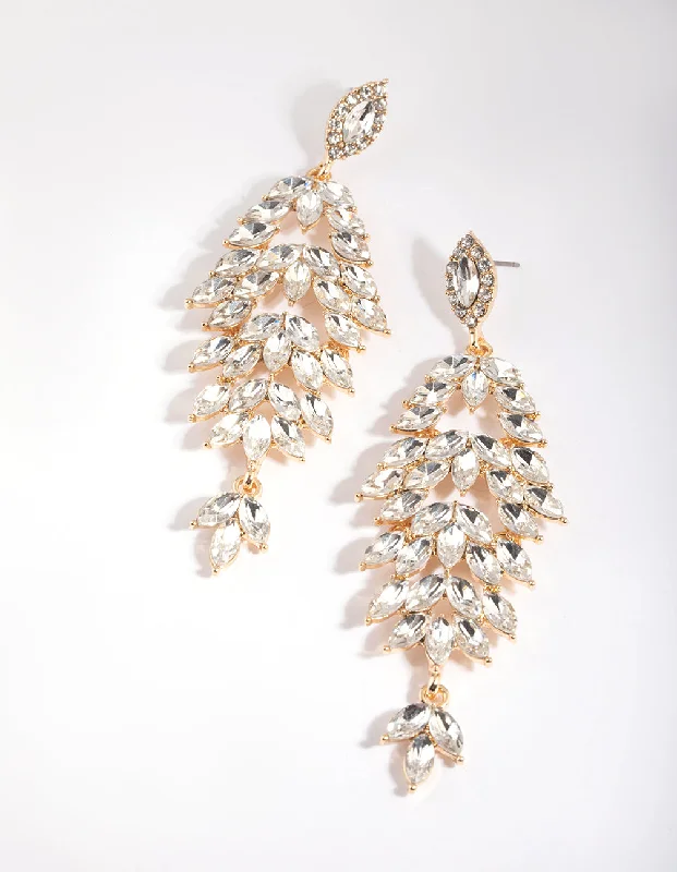 Elegant earrings with ruby stones-Navette Diamante Drop Earrings