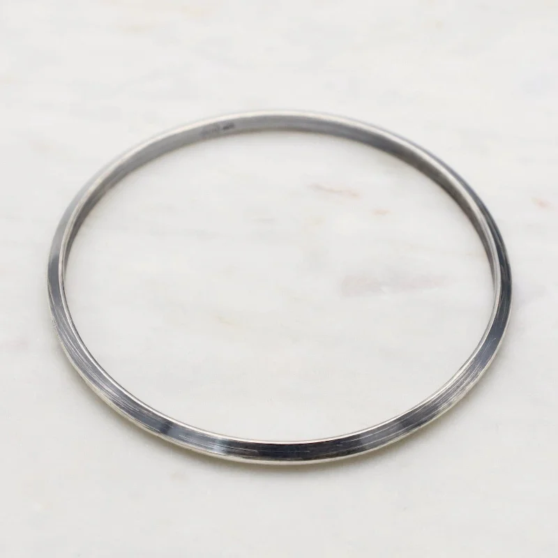 Fashionable bracelets with geometric designs-Thin Triangle Bangle in Oxidized Silver