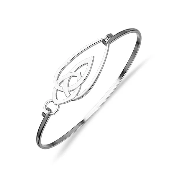 Affordable charm bracelets for women-Celtic Silver Bangle BG176