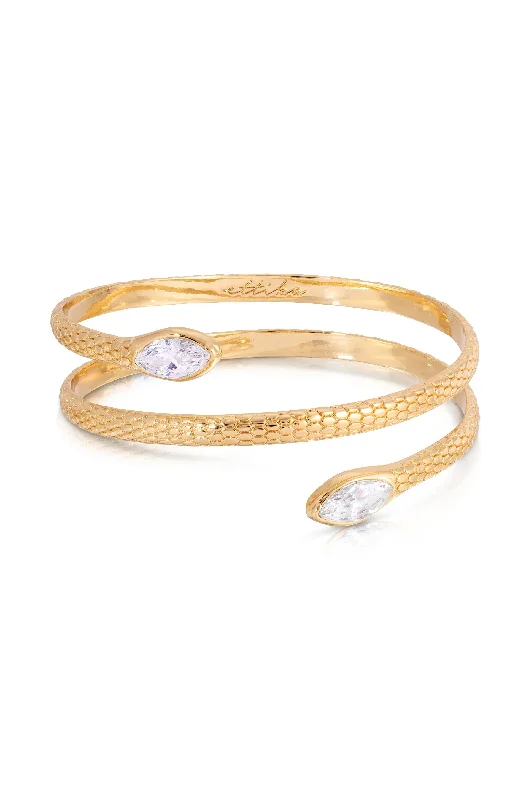 Personalized bangles with birthstones-Marquise Coiled Bangle