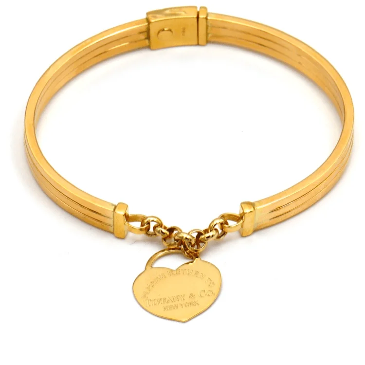 Custom bracelets with unique designs-Real Gold GZTF Dangler Heart Bangle BLZ 0096 (SIZE 15) BA1474