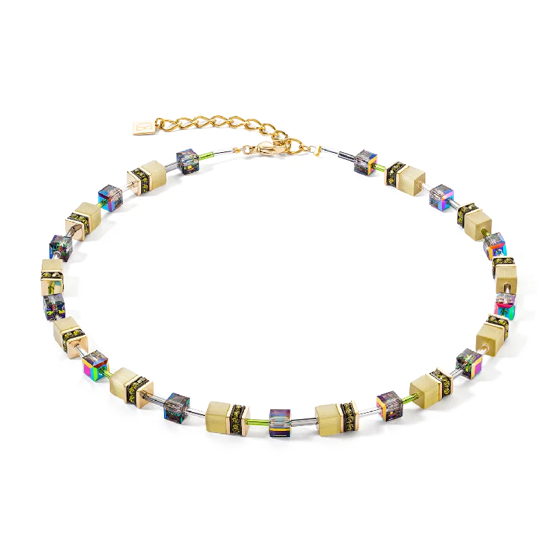 Stunning necklaces with precious stones-GeoCUBE® Iconic Mono Gold necklace olive