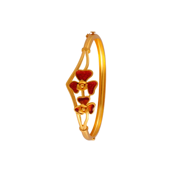 Elegant gold bracelets with citrine accents-Scarlet Poppy Gold Bangle For Women