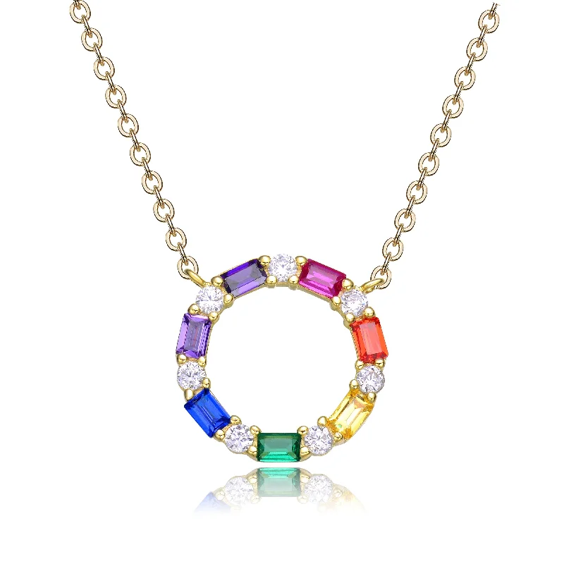 Necklaces with crystal pendants for women-Arc-en-Ciel Golden Circle Rainbow Necklace