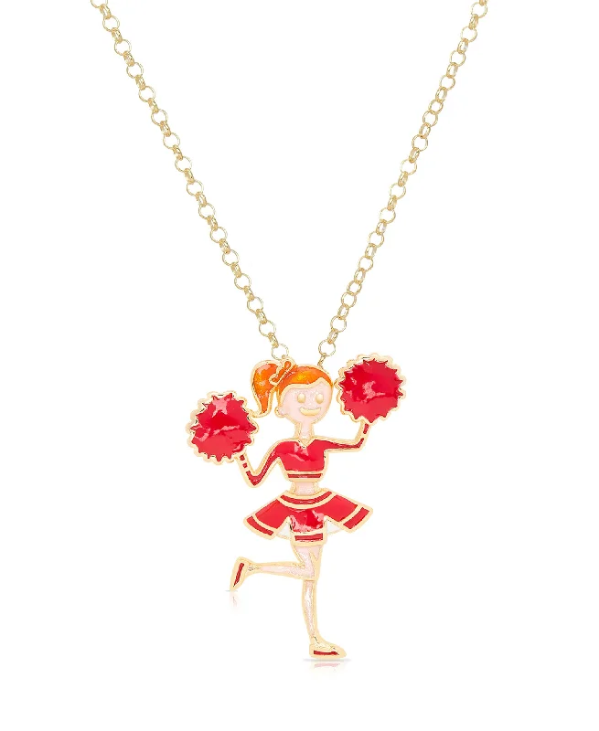 Classic silver necklaces for every occasion-Cheerleader Pendant (Red)