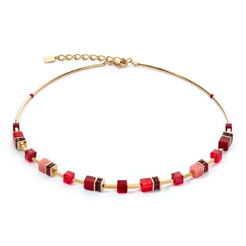 Classic necklaces with round diamonds-GeoCUBE® Iconic Lite Necklace Red