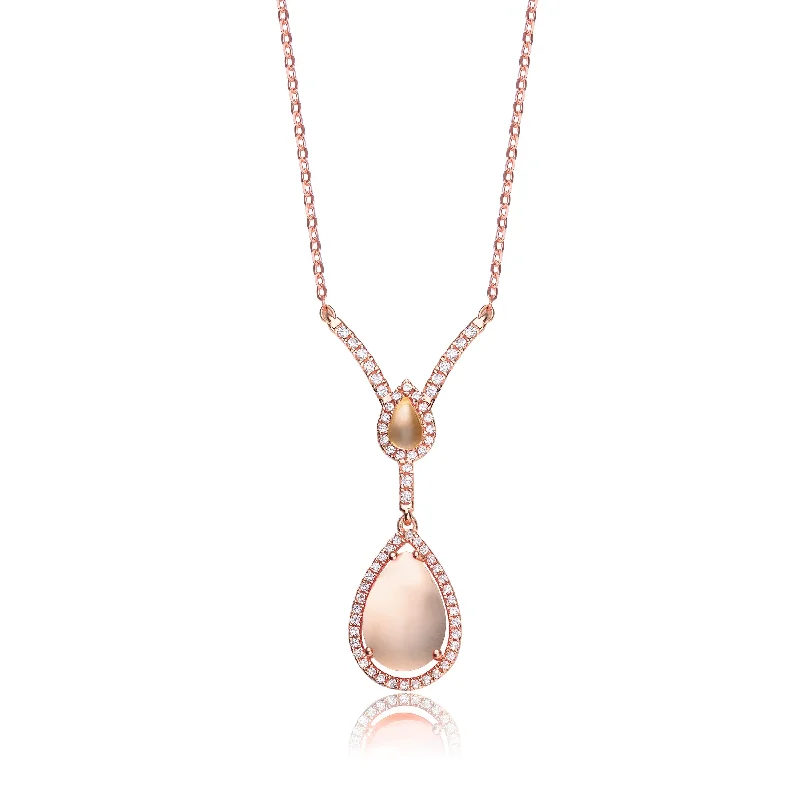 Affordable gemstone necklaces-Estelle Gold Plated Champagne Teardrop Necklace