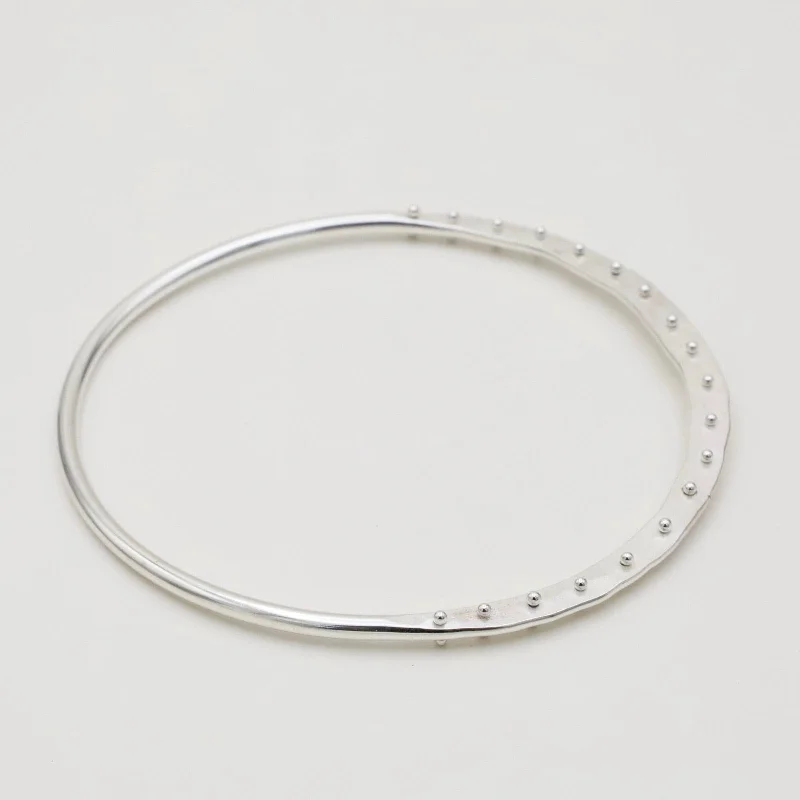 Unique silver bracelets for women-Crescent Bangle in Polished Silver