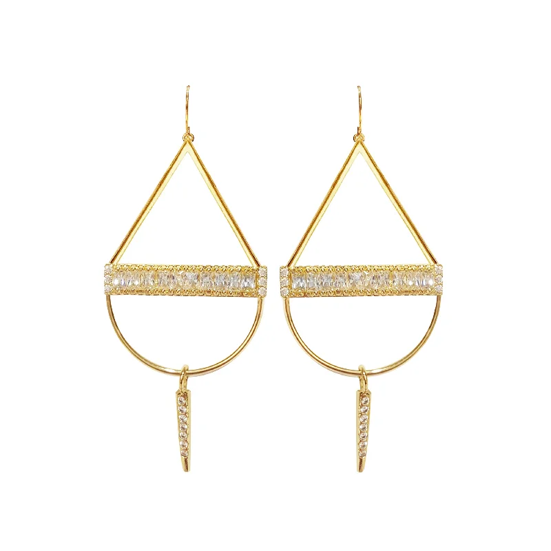 Beautiful earrings with zirconia stones-Vita Teardrop Pave Bar Earrings