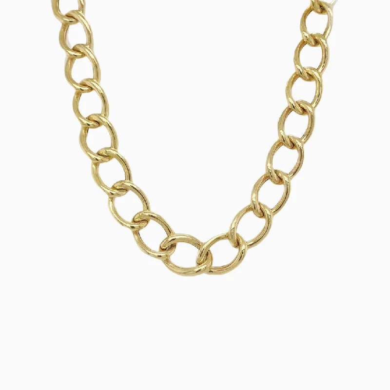 Classic diamond necklaces for special occasions-Large Gold Curb Link Necklace