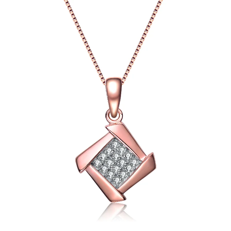 Necklaces with crystal pendants for women-Rose Gold Cubic Zirconia Pave Necklace