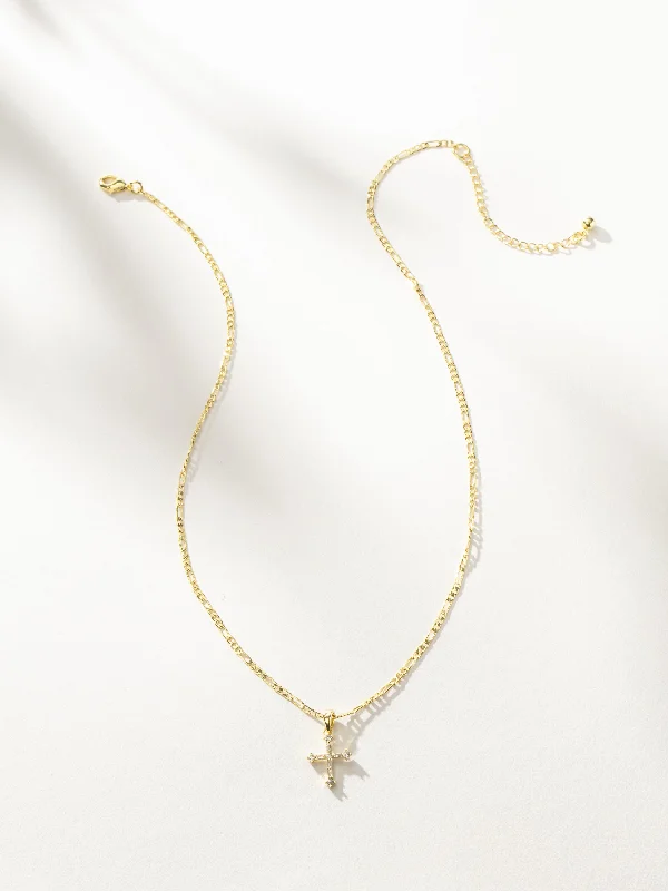 Classic necklaces with heart-shaped pendants-Cross and Chain Necklace