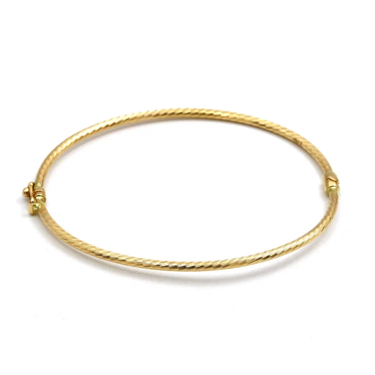 Beautiful gold bracelets with diamonds-Real Gold Twisted Textured Bangle 3266 (SIZE 15) BA1494