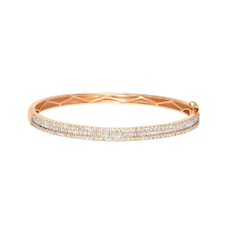 Beautiful gold bangles for women-Double Row Diamond Bangle