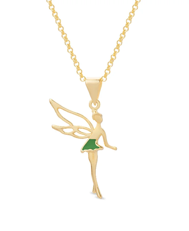 Elegant gold necklaces for women-Fairy Pendant (Green)