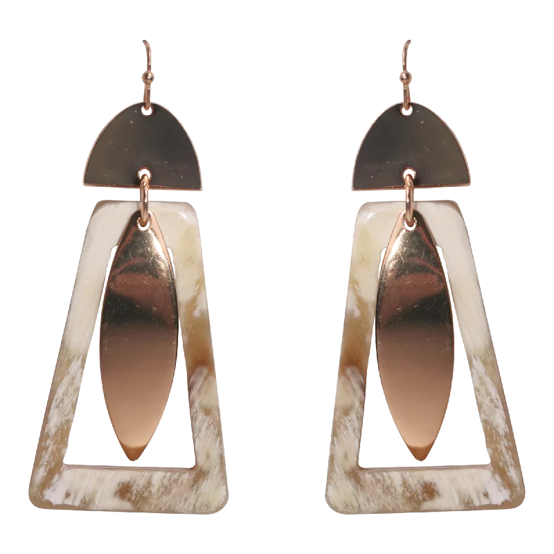 Vintage-style earrings for women-Iconography Rose Gold & Horn Drop Earrings