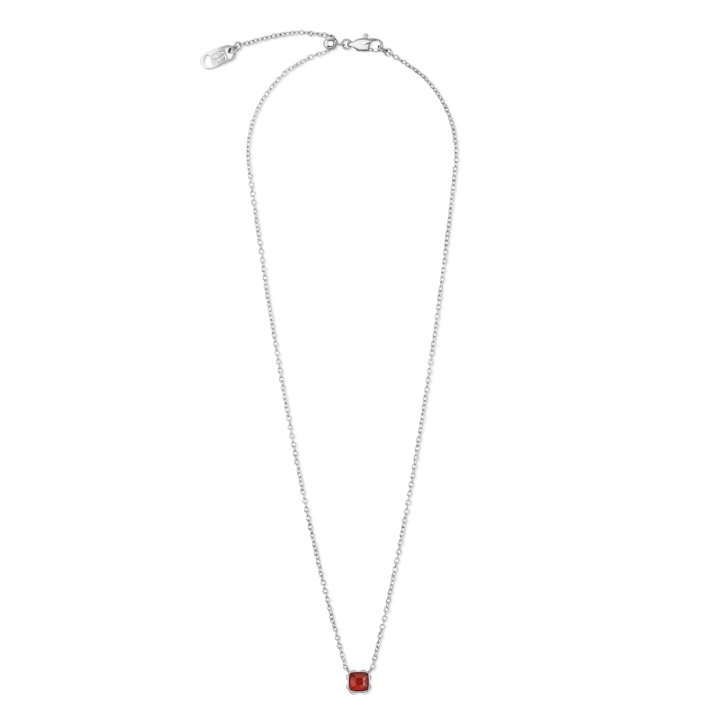 Elegant diamond necklaces for women-Birthstone January Necklace Red Agate Silver