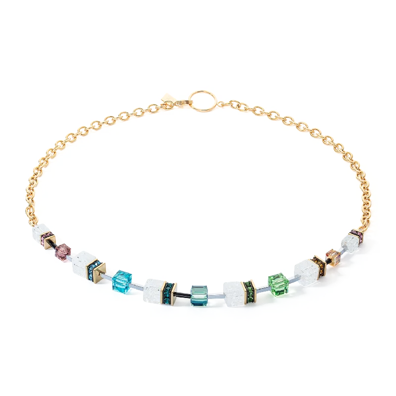 Personalized necklaces with names-GeoCUBE® Iconic Precious Chain necklace gold-multicolour