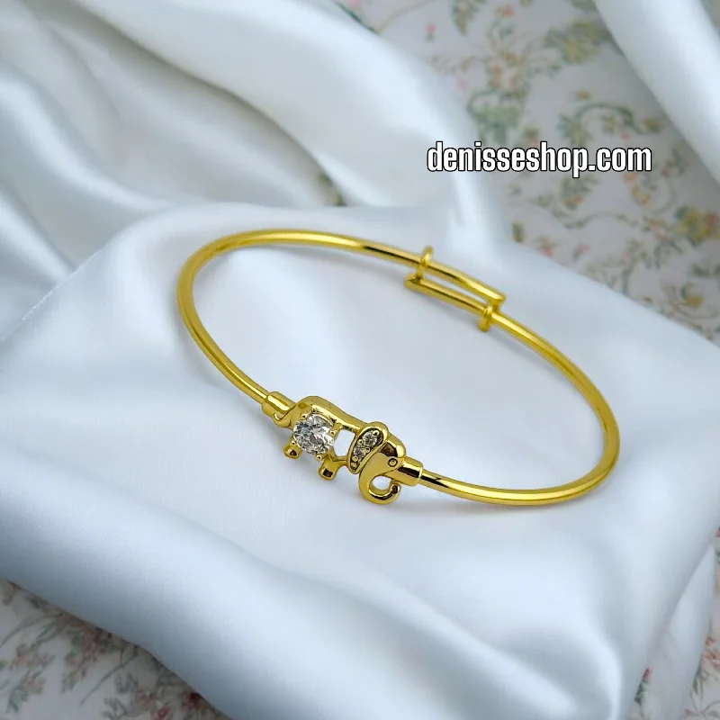 Classic gold bracelets for formal events-14K GIRL GOLD ELEPHANT BANGLE BR604