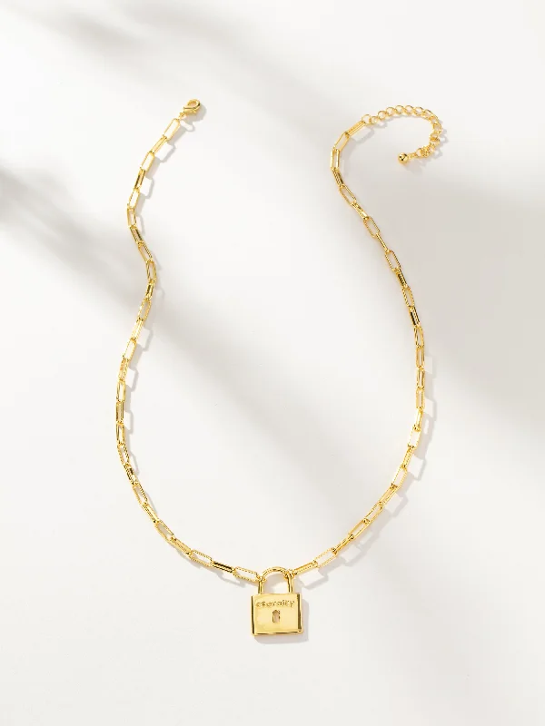 Trendy necklaces with diamonds-Eternity Lock Necklace