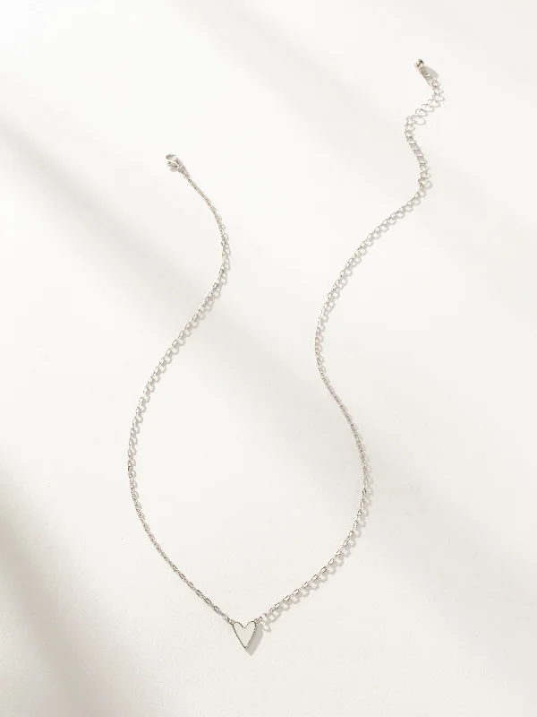 Classic diamond necklaces for special occasions-Mini White Heart Necklace