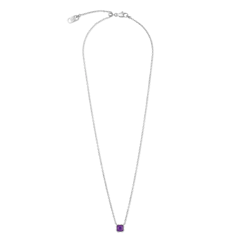 Elegant rose gold necklaces with diamonds-Birthstone February Necklace Sugilite Silver