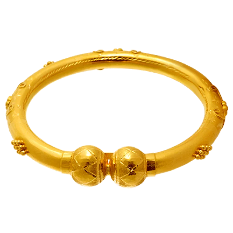 Beautiful gold bracelets with diamonds-22KT Yellow Gold Bangle For Women