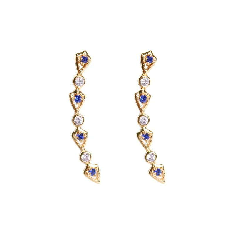 Classic earrings with square diamonds-Ophelia Gold Curved Earrings