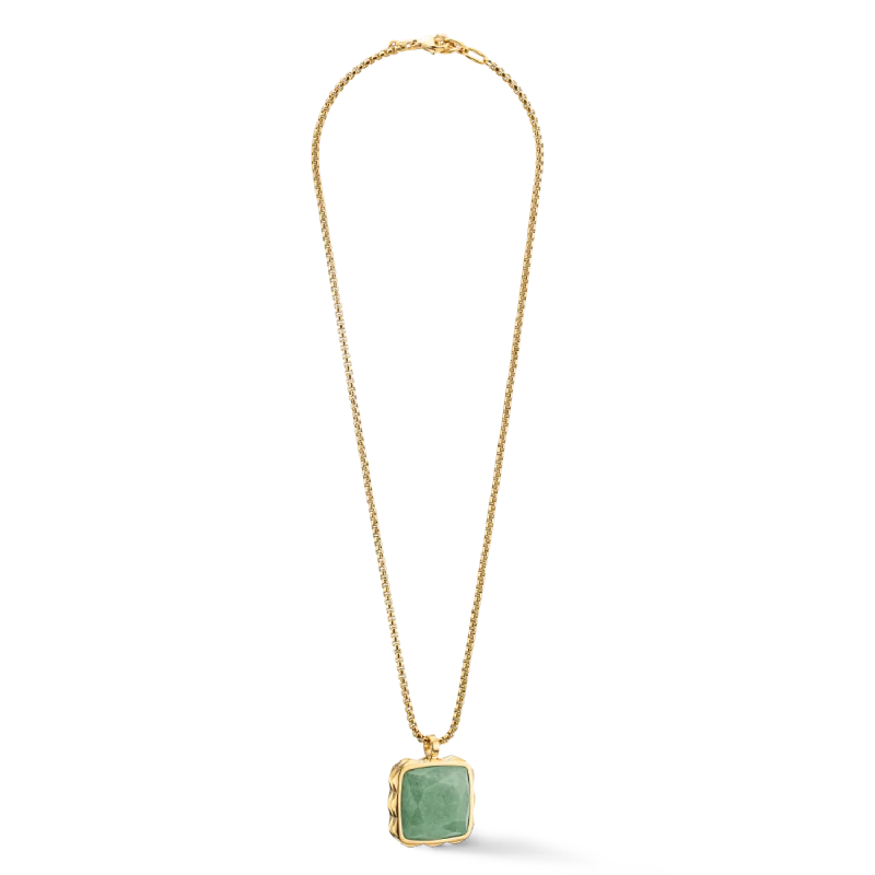 Custom-made necklaces for special occasions-Necklace Amulet Spikes Square Aventurine gold-green