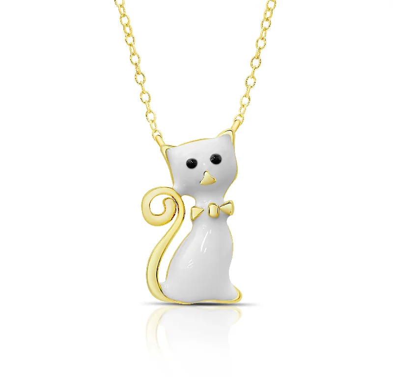 Affordable pearl necklaces for women-Cat Pendant