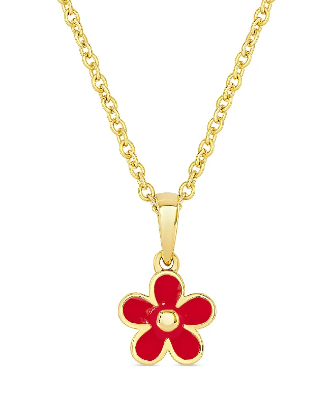 Trendy necklaces with charm pendants-Flower Pendant (Red)