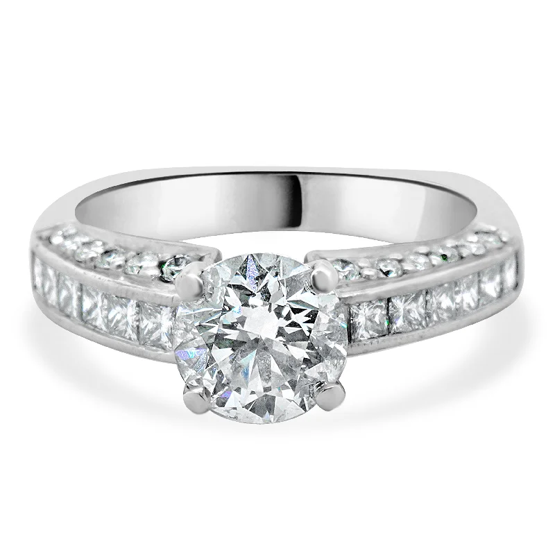 Stunning engagement rings with rubies-Platinum Round Brilliant Cut Diamond Engagement Ring