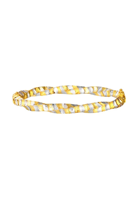 Classic pearl bracelets for women-TOMEI Dual-Tone Twisted Bangle, Yellow Gold 916