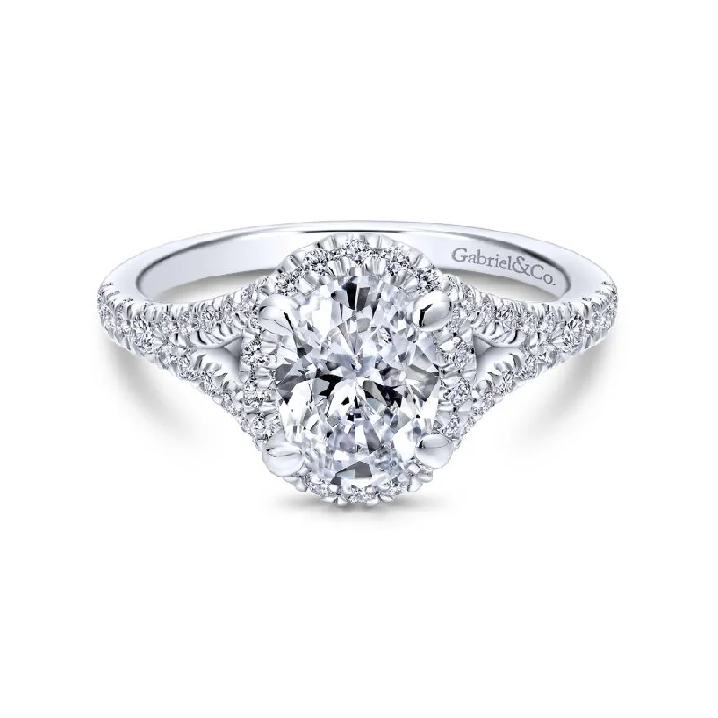 Stunning solitaire engagement rings for women-Verbena Oval Engagement Ring Setting