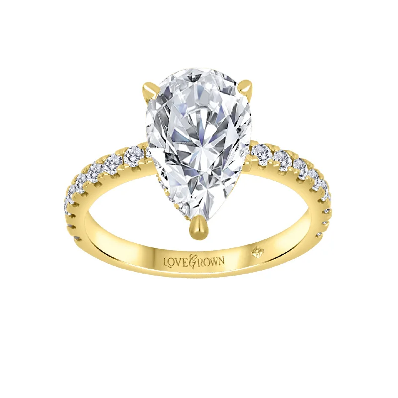 Unique engagement rings with halo designs-14kt Yellow Gold 1.45cttw Lab-Grown Pear Diamond Engagement Ring