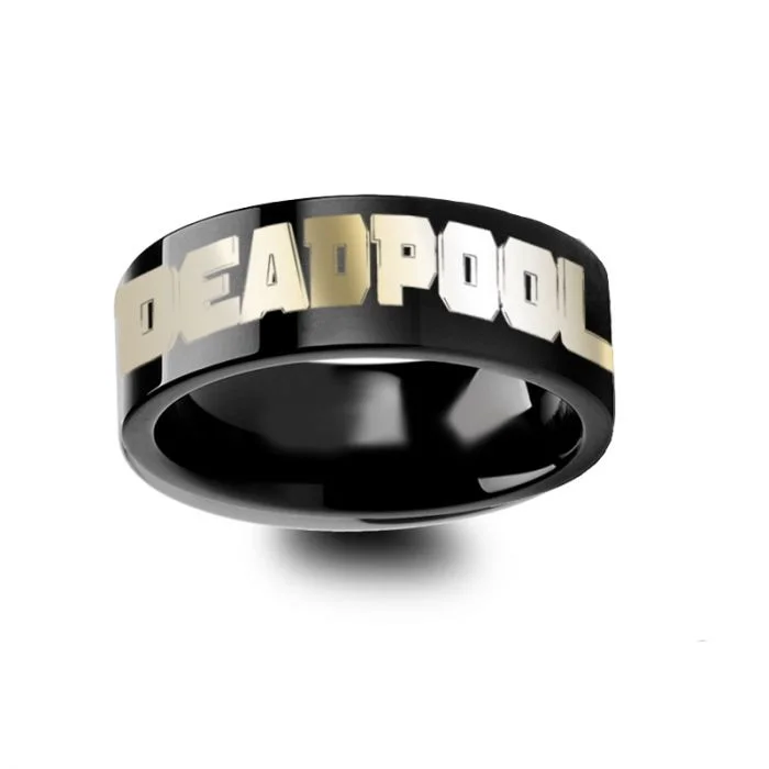 Elegant rings for special occasions-Deadpool Black Tungsten Men's Wedding Band