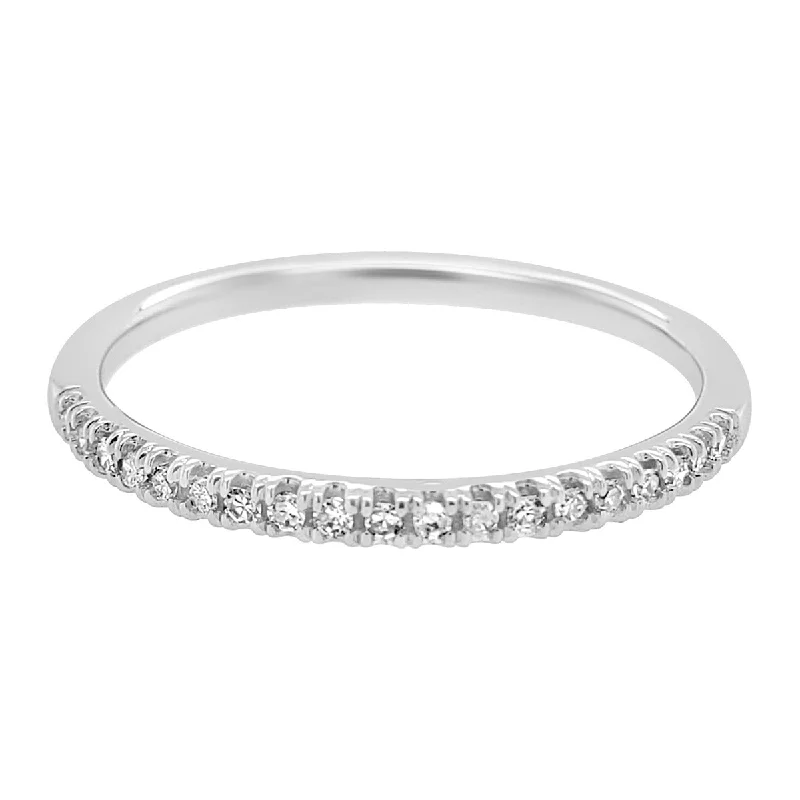 Custom-made engagement rings with sapphire stones-Pave Diamond Stacking Band in White Gold- 0.10 ctw.