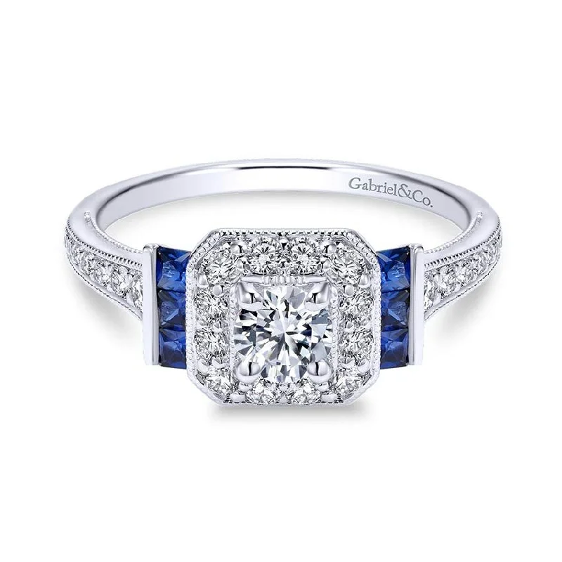 Elegant engagement rings with channel set diamonds-Sylvia Engagement Ring Setting with Sapphires