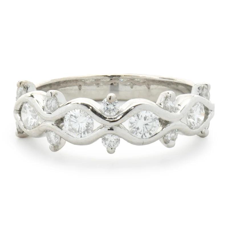 Custom engagement rings with diamond pave-Kwiat 18 Karat White Gold Diamond Floral Band