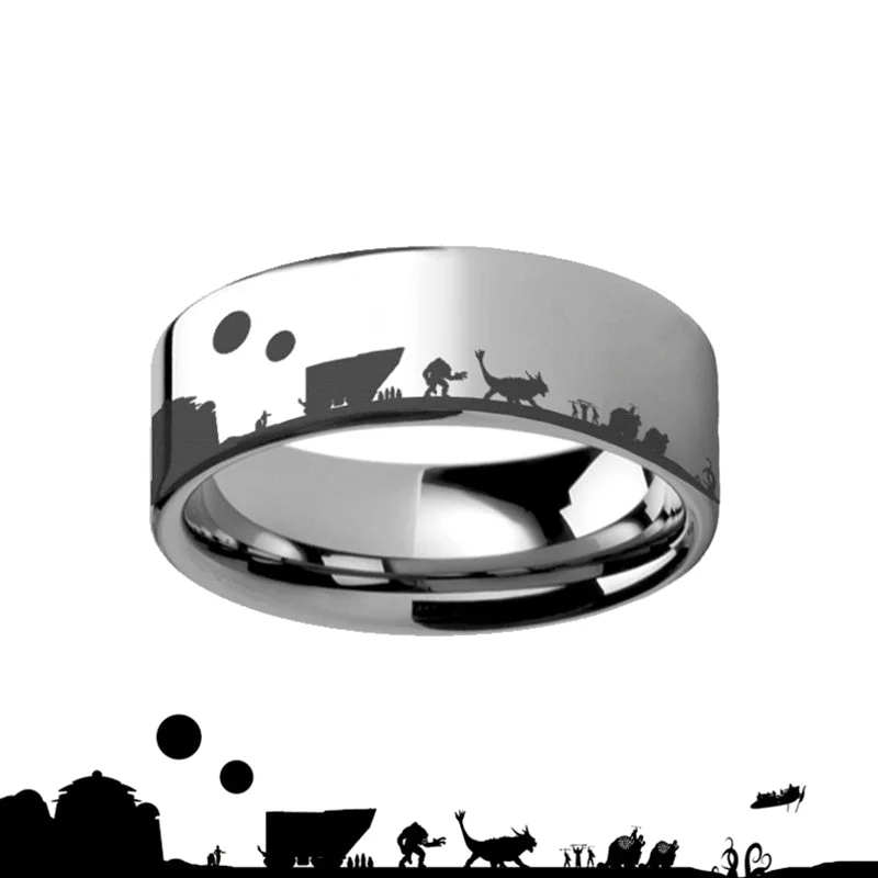 Affordable diamond rings for women-Star Wars Jabbas Palace Tatooine Tungsten Men's Wedding Band