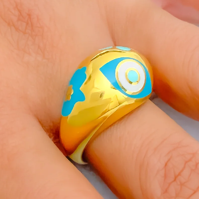 Elegant rings for gift-giving-Trendy Distinct Evil Eye 21k Gold Ring