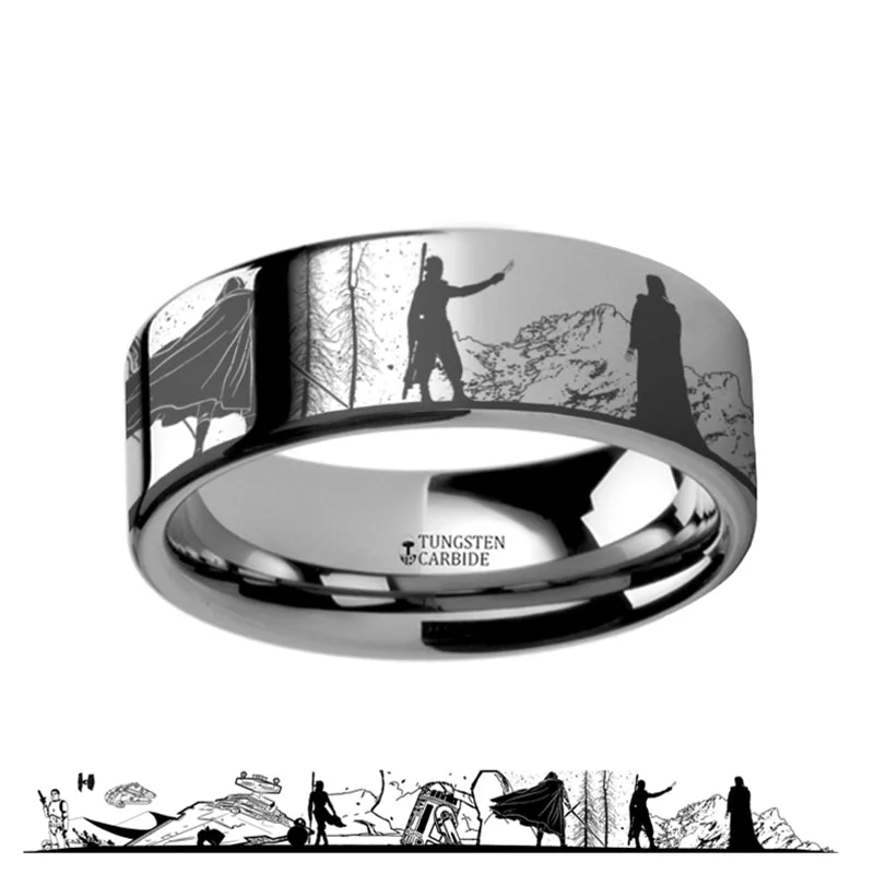 Designer rings for women-Star Wars Luke Skywalker Kylo Ren Tungsten Men's Wedding Band