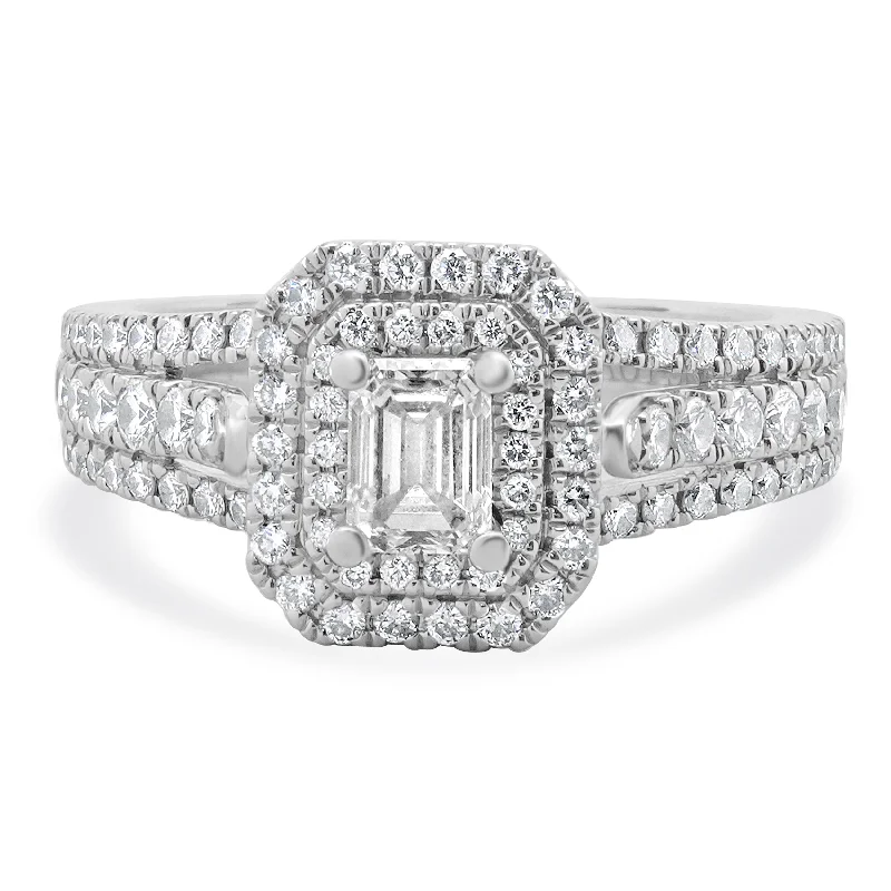 Custom-designed engagement rings with floral designs-Vera Wang 14 Karat White Gold Emerald Cut Diamond Engagement Ring