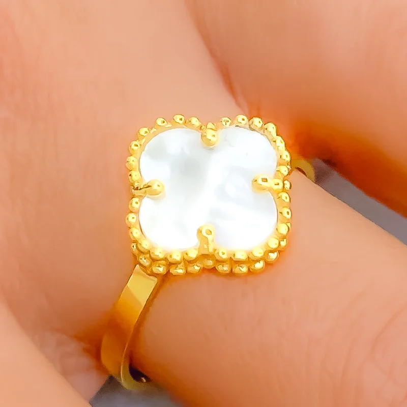 Gold-plated rings for women-Fancy Floral 21K Gold Ring - Size 6.25