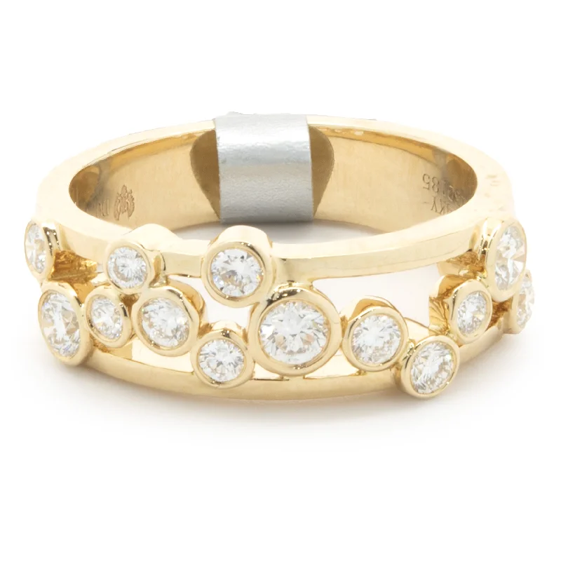 Elegant engagement rings with twisted bands-14 Karat Yellow Gold Diamond Bubble Band