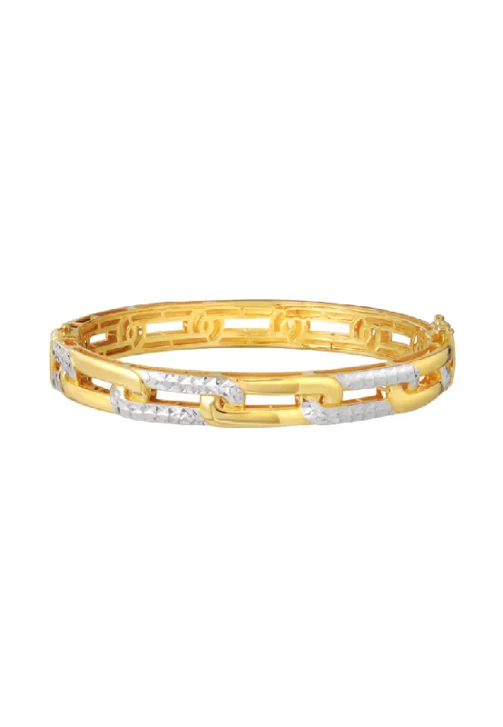 Affordable diamond bracelets for women-TOMEI Dual-Tone Loop-Link Bangle, Yellow Gold 916