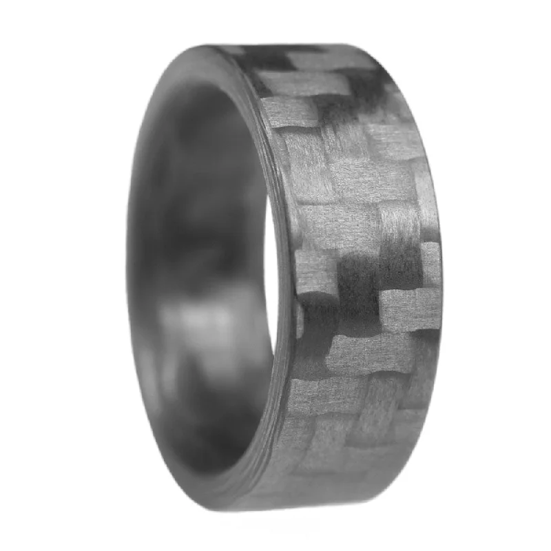 Statement rings for women-Carbon Fiber Men's Wedding Band