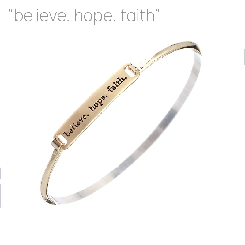 Trendy bracelets with colorful beads-"Believe Hope Faith" - Hinged Bangle