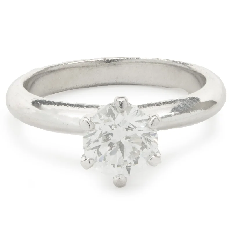 Designer engagement rings with intricate settings-Platinum Round Brilliant Cut Diamond Engagement Ring